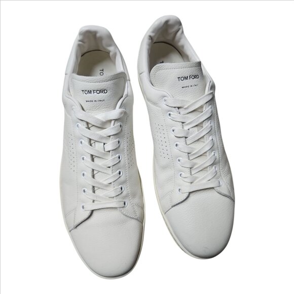 TOM FORD | Warwick White Grained Leather Low-Top Sneakers in Size US 16 - Picture 5 of 10